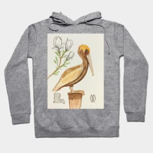 Louisiana state bird & flower, the pelican and magnolia Hoodie